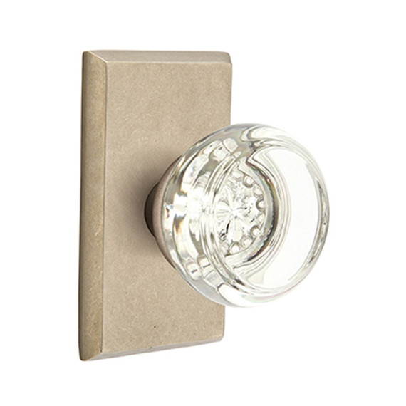 Emtek 7104-GT-TWB Georgetown Crystal Door Knob Passage Set With Sandcast Bronze #3 Rosette Tumbled White Bronze