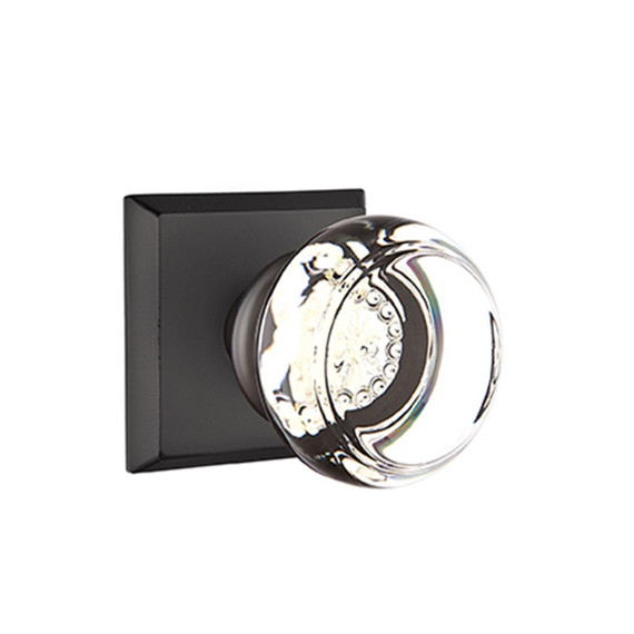 Emtek 7111-GT-FB Georgetown Crystal Door Knob Passage Set With Sandcast Bronze #6 Rosette Flat Black