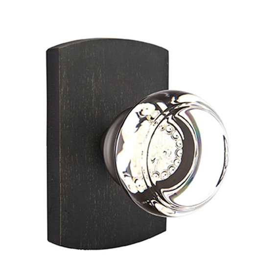 Emtek 7200-GT-MB Georgetown Crystal Door Knob Privacy Set With Sandcast Bronze #4 Rosette Medium Bronze