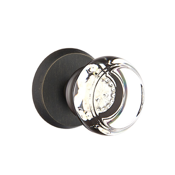 Emtek 7206-GT-MB Georgetown Crystal Door Knob Privacy Set With Sandcast Bronze #2 Rosette Medium Bronze