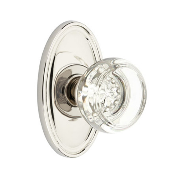 Emtek 8120-GT-US14 Georgetown Crystal Door Knob Passage Set With Oval Rosette Polished Nickel