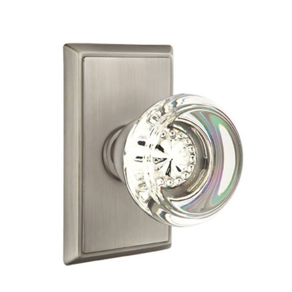 Emtek 8121-GT-US15A Georgetown Crystal Door Knob Passage Set With Rectangular Rosette Pewter