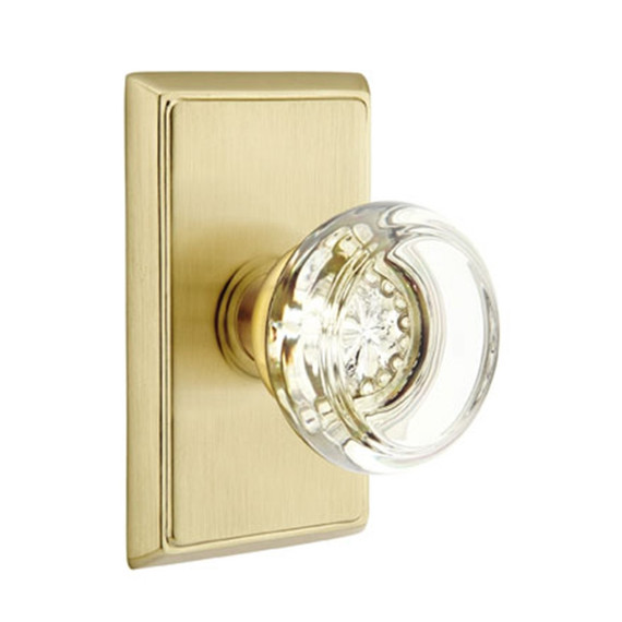 Emtek 8121-GT-US4 Georgetown Crystal Door Knob Passage Set With Rectangular Rosette Satin Brass