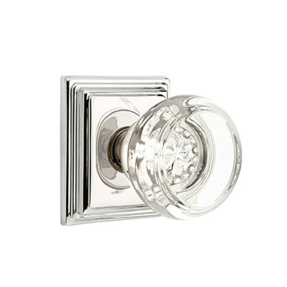 Emtek 8161-GT-US14 Georgetown Crystal Door Knob Passage Set With Wilshire Rosette Polished Nickel