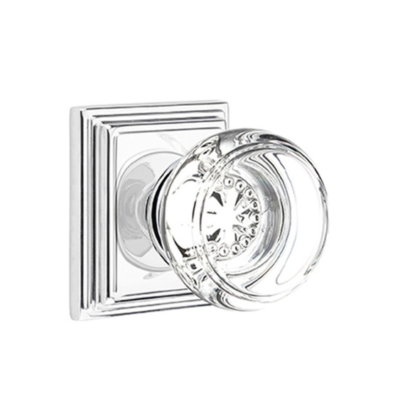 Emtek 8161-GT-US26 Georgetown Crystal Door Knob Passage Set With Wilshire Rosette Polished Chrome