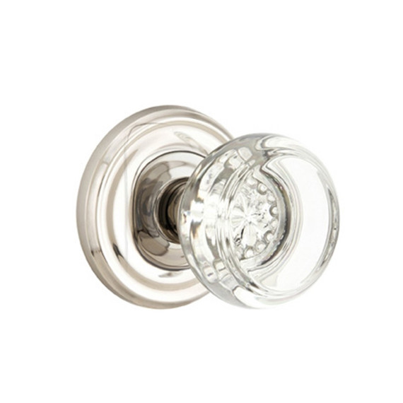 Emtek 8200-GT-US14 Georgetown Crystal Door Knob Privacy Set With Regular Rosette Polished Nickel