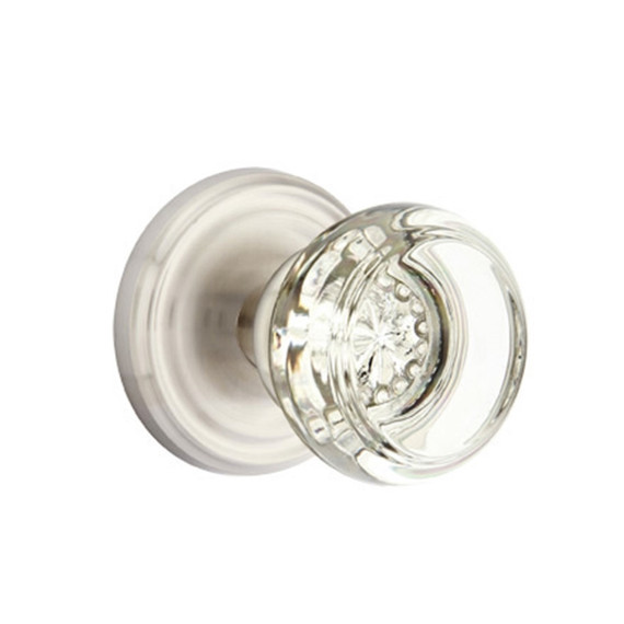 Emtek 8200-GT-US15 Georgetown Crystal Door Knob Privacy Set With Regular Rosette Satin Nickel