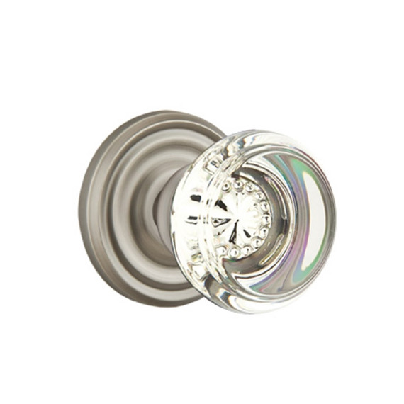 Emtek 8200-GT-US15A Georgetown Crystal Door Knob Privacy Set With Regular Rosette Pewter