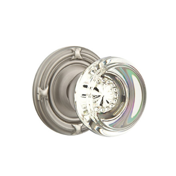 Emtek 8207-GT-US15A Georgetown Crystal Door Knob Privacy Set With Ribbon & Reed Rosette Pewter
