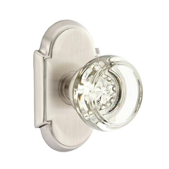 Emtek 8208-GT-US15 Georgetown Crystal Door Knob Privacy Set With #8 Rosette Satin Nickel