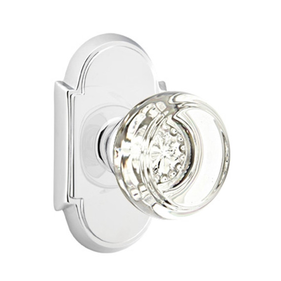 Emtek 8208-GT-US26 Georgetown Crystal Door Knob Privacy Set With #8 Rosette Polished Chrome