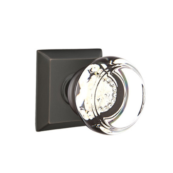 Emtek 8231-GT-US10B Georgetown Crystal Door Knob Privacy Set With Quincy Rosette Oil Rubbed Bronze