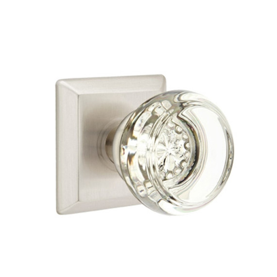 Emtek 8231-GT-US15 Georgetown Crystal Door Knob Privacy Set With Quincy Rosette Satin Nickel