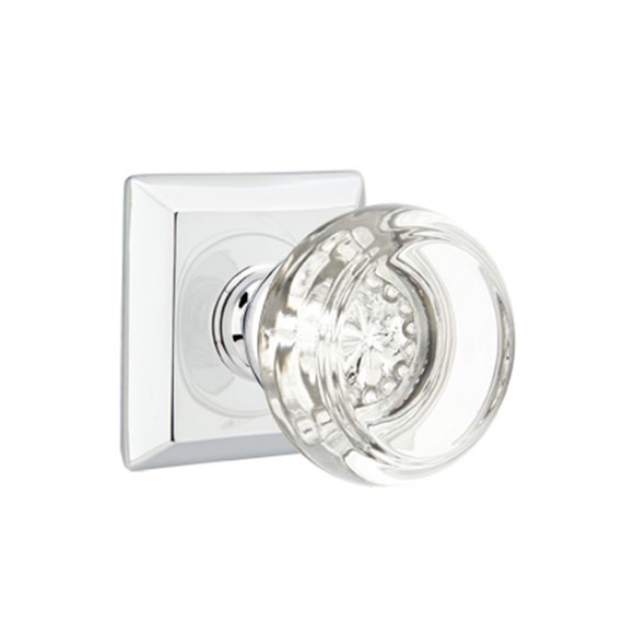 Emtek 8231-GT-US26 Georgetown Crystal Door Knob Privacy Set With Quincy Rosette Polished Chrome
