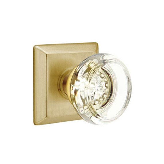Emtek 8231-GT-US4 Georgetown Crystal Door Knob Privacy Set With Quincy Rosette Satin Brass