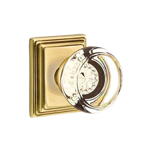 Emtek 8261-GT-US7 Georgetown Crystal Door Knob Privacy Set With Wilshire Rosette French Antique