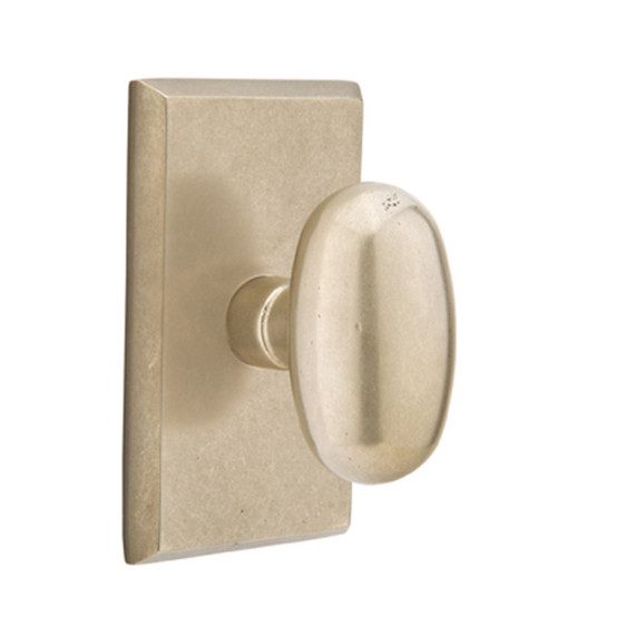 Emtek 7054-BZEG-TWB Egg Sandcast Bronze Door Knob Dummy Set With #3 Rosette Tumbled White Bronze