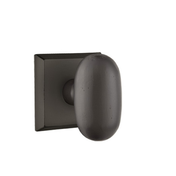 Emtek 7061-BZEG-FB Egg Sandcast Bronze Door Knob Dummy Set With #6 Rosette Flat Black Bronze