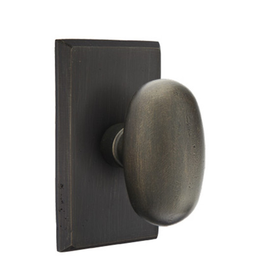 Emtek 7104-BZEG-MB Egg Sandcast Bronze Door Knob Passage Set With #3 Rosette Medium Bronze