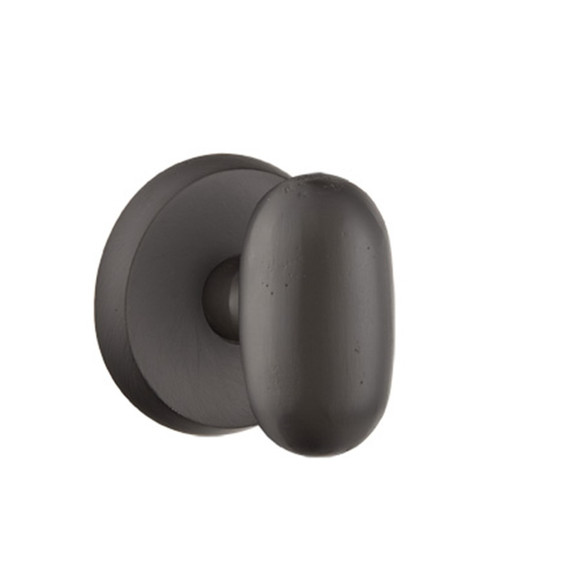 Emtek 7106-BZEG-FB Egg Sandcast Bronze Door Knob Passage Set With #2 Rosette Flat Black Bronze