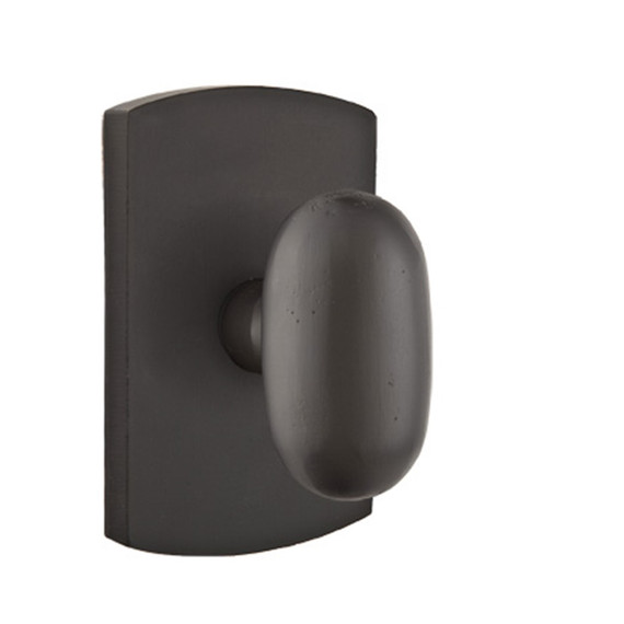 Emtek 7200-BZEG-FB Egg Sandcast Bronze Door Knob Privacy Set With #4 Rosette Flat Black Bronze