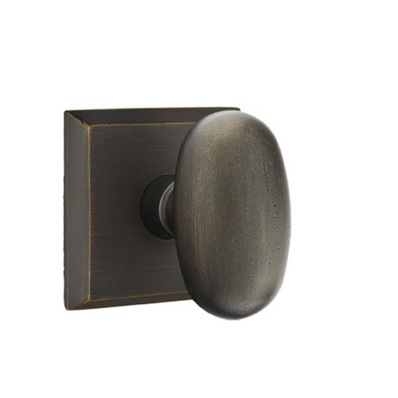 Emtek 7211-BZEG-MB Egg Sandcast Bronze Door Knob Privacy Set With #6 Rosette Medium Bronze