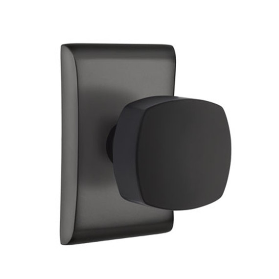 Emtek 5111-FRK-US19 Freestone Door Knob Passage Set With Neos Rosette Flat Black