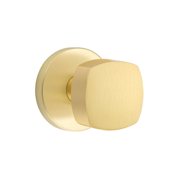 Emtek 5209-FRK-US4 Freestone Door Knob Privacy Set With Disk Rosette Satin Brass
