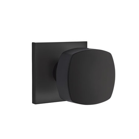 Emtek 5210-FRK-US19 Freestone Door Knob Privacy Set With Square Rosette Flat Black