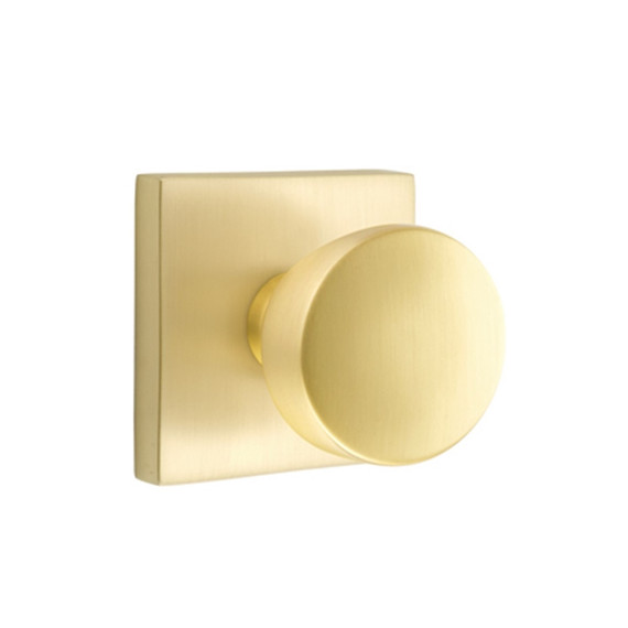 Emtek 5050-LAU-US4 Laurent Door Knob Dummy Set With Square Rosette Satin Brass
