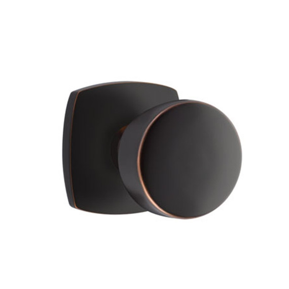 Emtek 5306-LAU-US10B Laurent Door Knob Dummy Set With Urban Modern Rosette Oil Rubbed Bronze