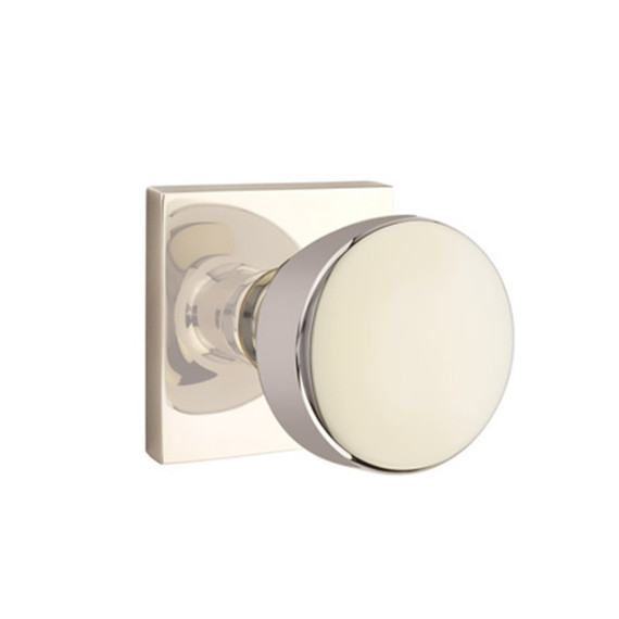 Emtek 5110-LAU-US14 Laurent Door Knob Passage Set With Square Rosette Polished Nickel