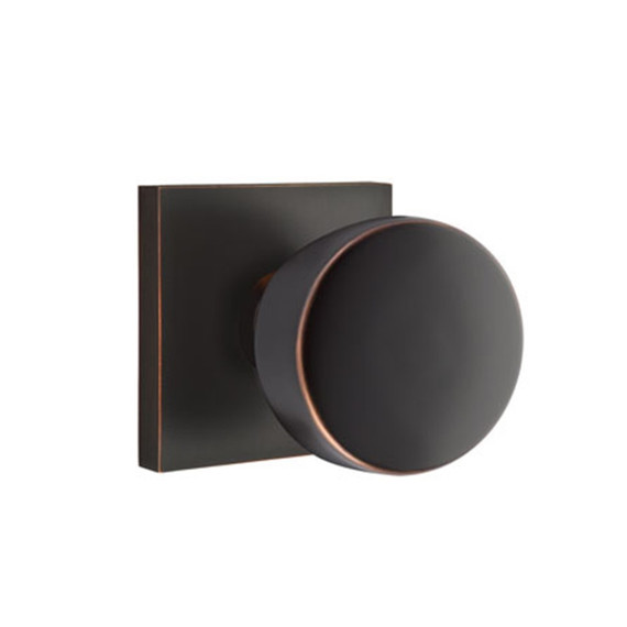 Emtek 5210-LAU-US10B Laurent Door Knob Privacy Set With Square Rosette Oil Rubbed Bronze