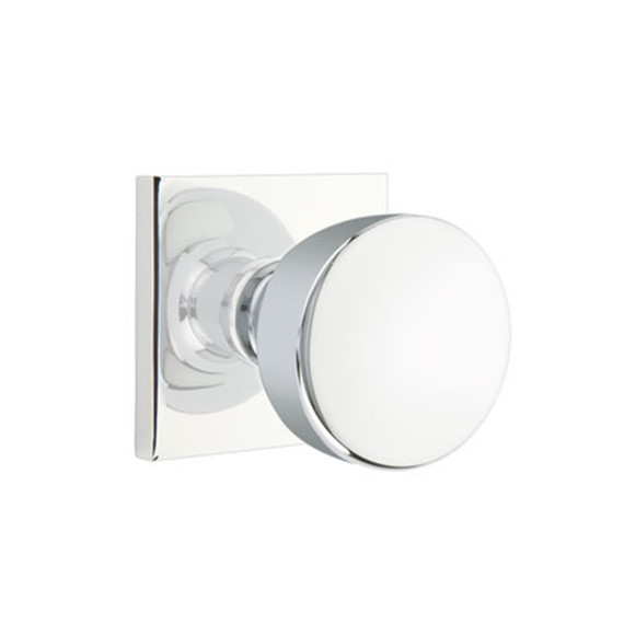 Emtek 5210-LAU-US26 Laurent Door Knob Privacy Set With Square Rosette Polished Chrome