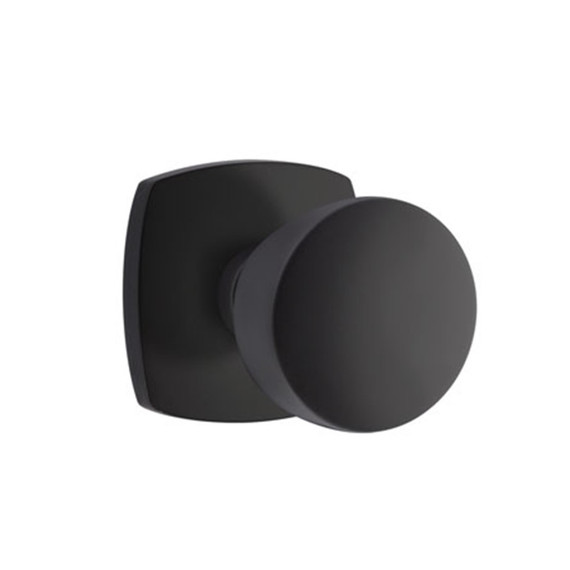 Emtek 5326-LAU-US19 Laurent Door Knob Privacy Set With Urban Modern Rosette Flat Black