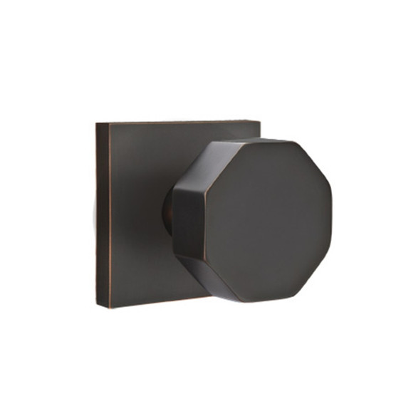 Emtek 5050-OCT-US10B Octagon Door Knob Dummy Set With Square Rosette Oil Rubbed Bronze