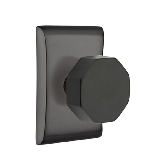 Emtek 5051-OCT-US19 Octagon Door Knob Dummy Set With Neos Rosette Flat Black
