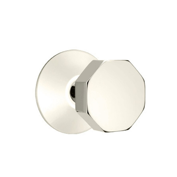 Emtek 5057-OCT-US14 Octagon Door Knob Dummy Set With Modern Rosette Polished Nickel