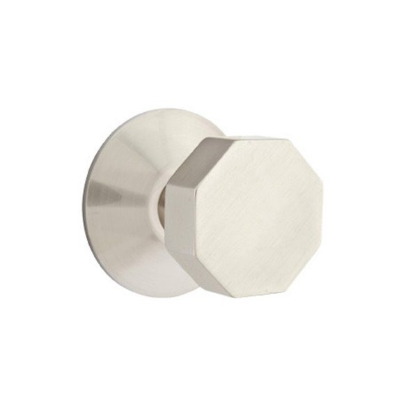 Emtek 5057-OCT-US15 Octagon Door Knob Dummy Set With Modern Rosette Satin Nickel