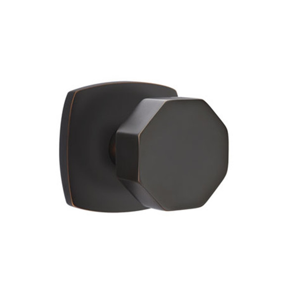 Emtek 5306-OCT-US10B Octagon Door Knob Dummy Set With Urban Modern Rosette Oil Rubbed Bronze