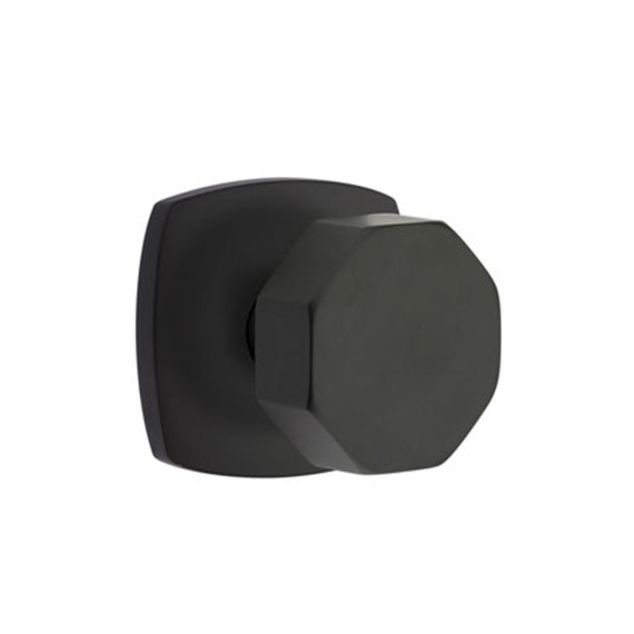 Emtek 5306-OCT-US19 Octagon Door Knob Dummy Set With Urban Modern Rosette Flat Black