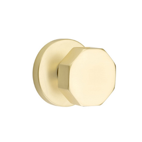 Emtek 5109-OCT-US4 Octagon Door Knob Passage Set With Disk Rosette Satin Brass