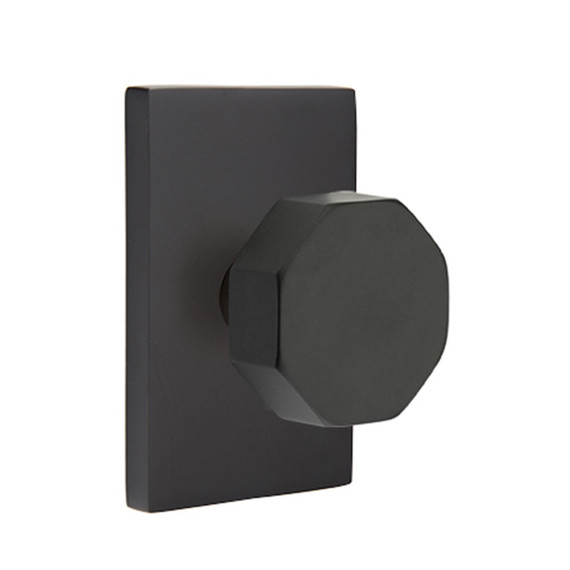 Emtek 5112-OCT-US19 Octagon Door Knob Passage Set With Modern Rectangular Rosette Flat Black
