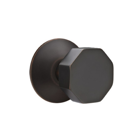 Emtek 5207-OCT-US10B Octagon Door Knob Privacy Set With Modern Rosette Oil Rubbed Bronze