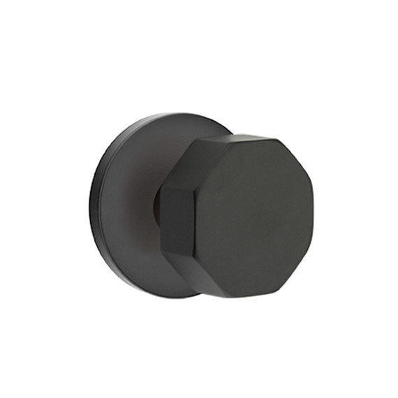 Emtek 5209-OCT-US19 Octagon Door Knob Privacy Set With Disk Rosette Flat Black