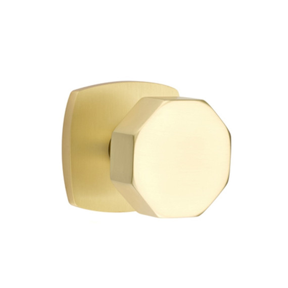Emtek 5316-OCT-US4 Octagon Door Knob Passage Set With Urban Modern Rosette Satin Brass