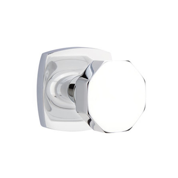 Emtek 5326-OCT-US26 Octagon Door Knob Privacy Set With Urban Modern Rosette Polished Chrome