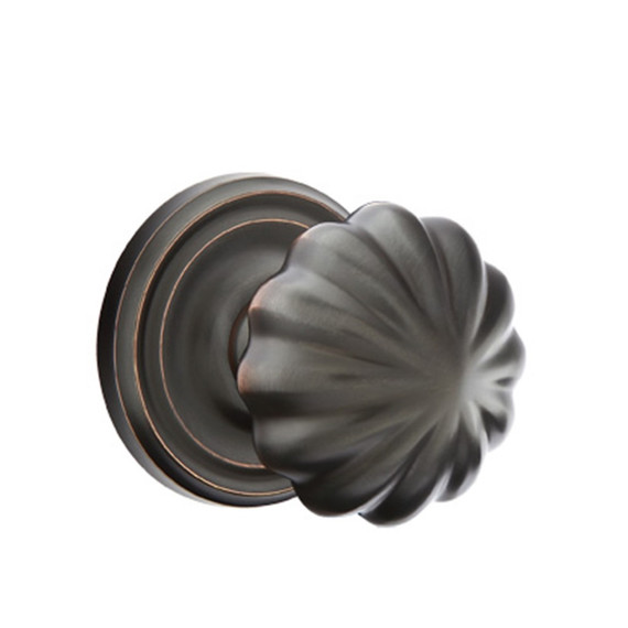 Emtek 8050-MN-US10B Melon Door Knob Dummy Set With Regular Rosette Oil Rubbed Bronze