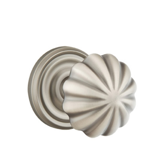 Emtek 8050-MN-US15A Melon Door Knob Dummy Set With Regular Rosette Pewter