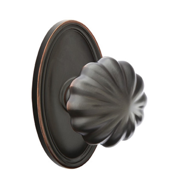 Emtek 8520-MN-US10B Melon Door Knob Dummy Set With Oval Rosette Oil Rubbed Bronze